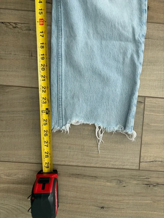 AGOLDE 90s High Rise Cropped Straight Jeans Nerve Light Wash Denim Raw Hem 28 - Picture 11 of 12